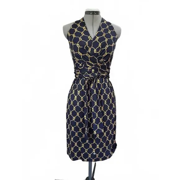 J. McLaughlin | Dresses | Jmclaughlin Halter Neck Dress With Gold Chain  Print Size 4 | Poshmark